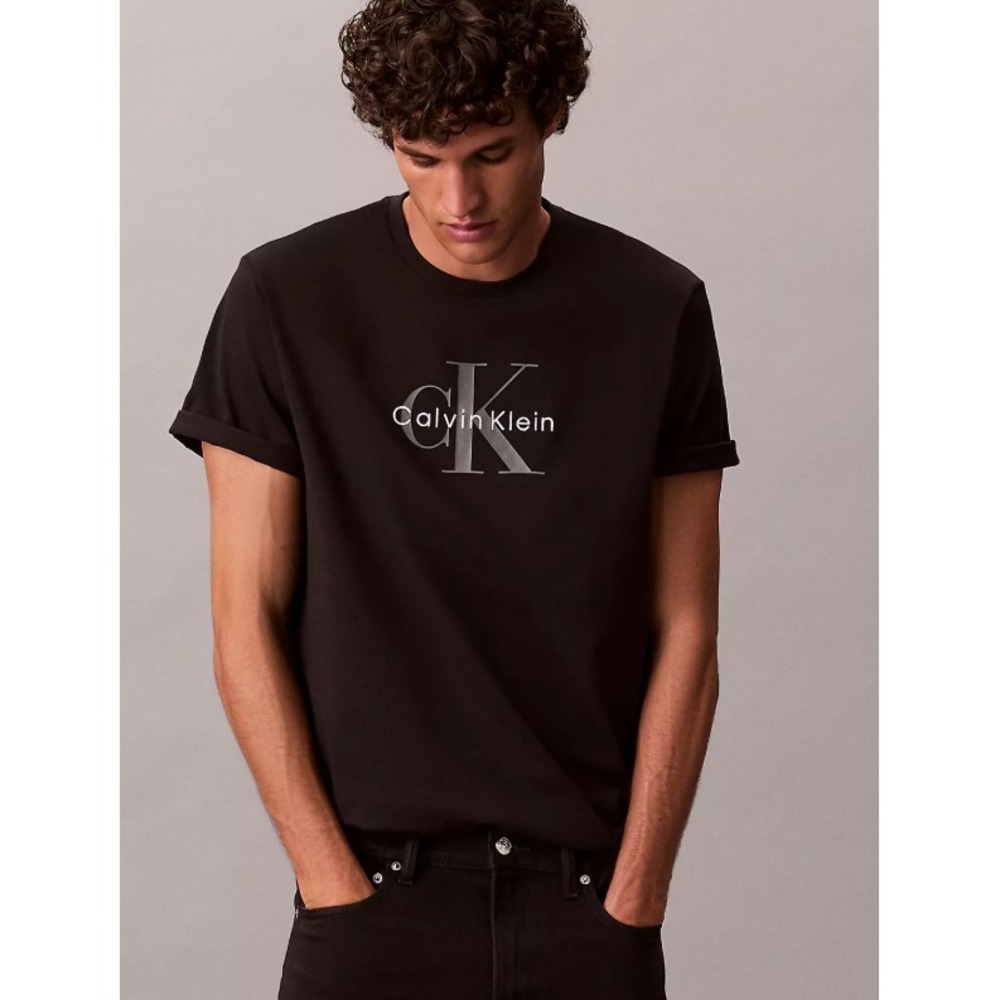 Calvin Klein Jeans Mens T-Shirt- SS Black Hero Monologo CK Tee 30S- Medium- NWT